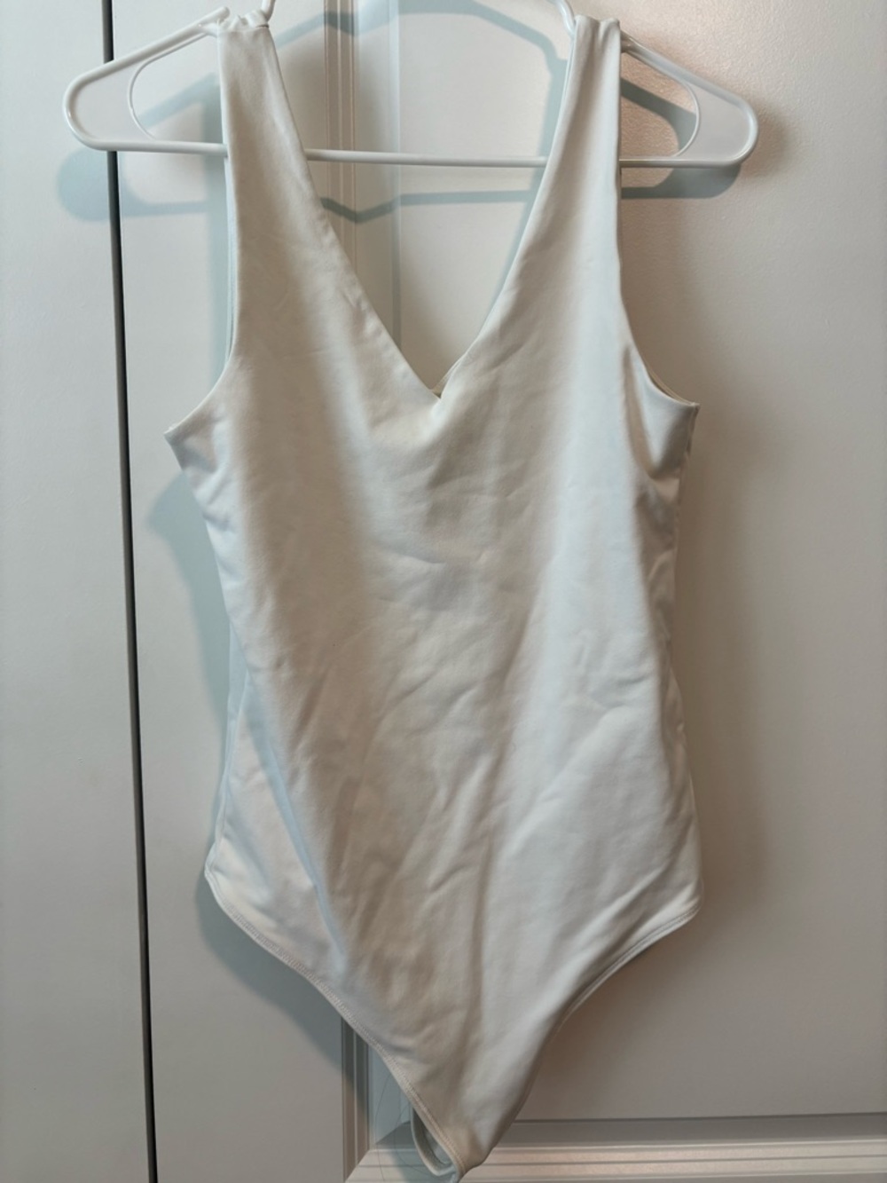 Abercrombie Soft A&F Collection White V-Neck One-Piece Bodysuit